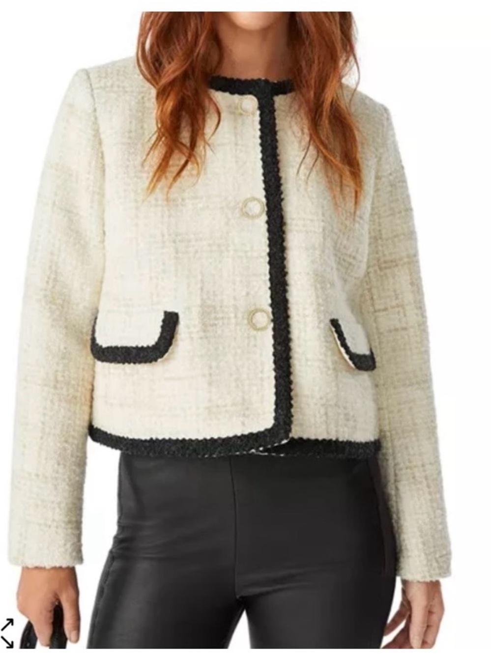 ba&sh Tweed Jacket with Black Trim